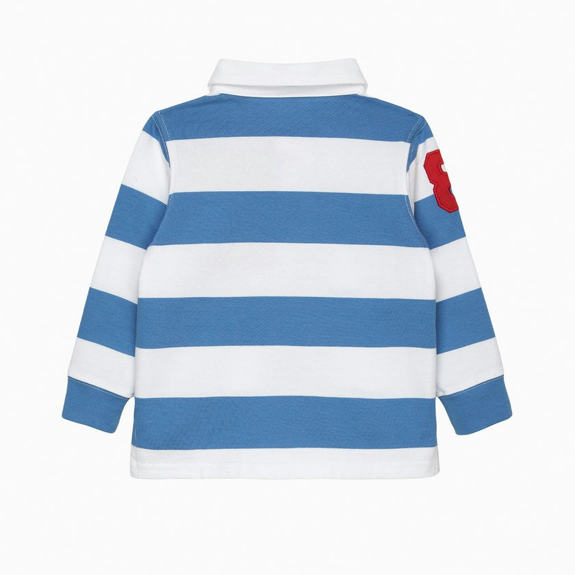 Baby Nicholas Rugby Shirt in Denim Blue/White
