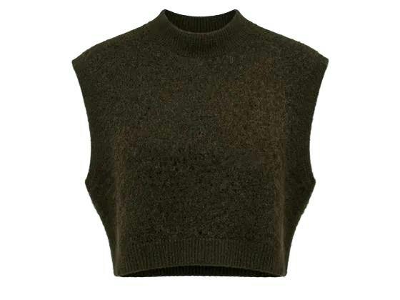 Cropped Mohair Mock Neck Vest