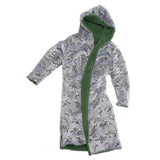Cozy Switch Robe – Reversible Glow-in-the-Dark & Sherpa Robe for Kids, Green Dino Bones