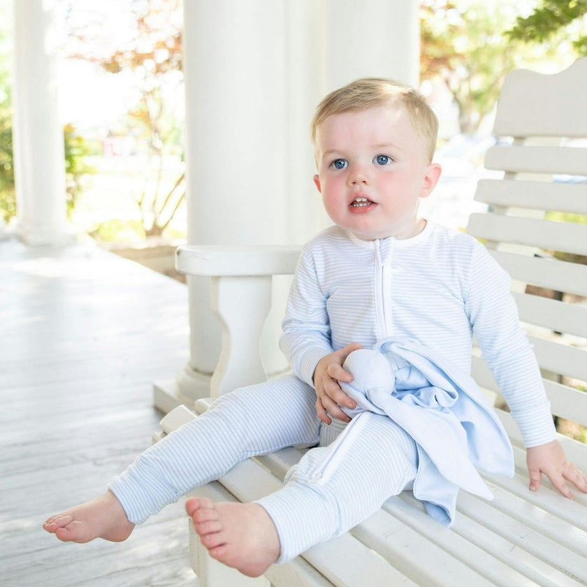 Convertible 2-Way Zip Striped Pima Footie Pajama
