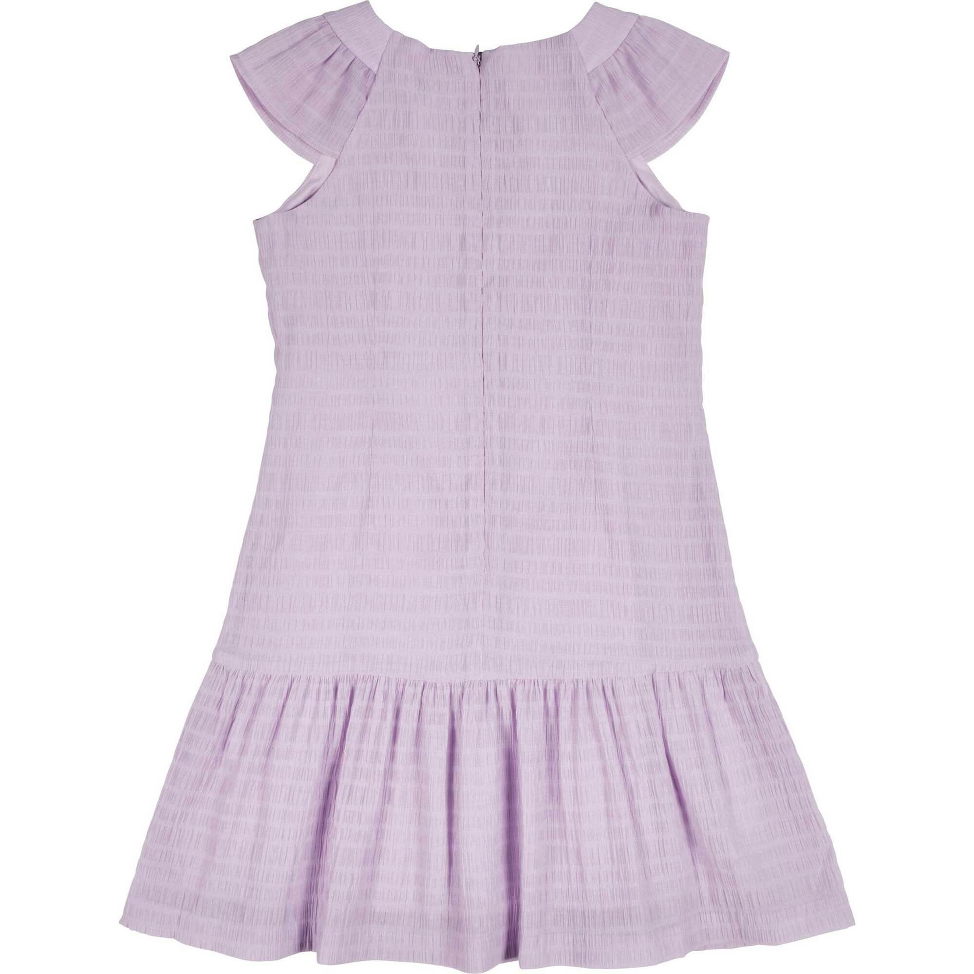 Crinkle Lawn Dress With Shirred Hem Ruffle