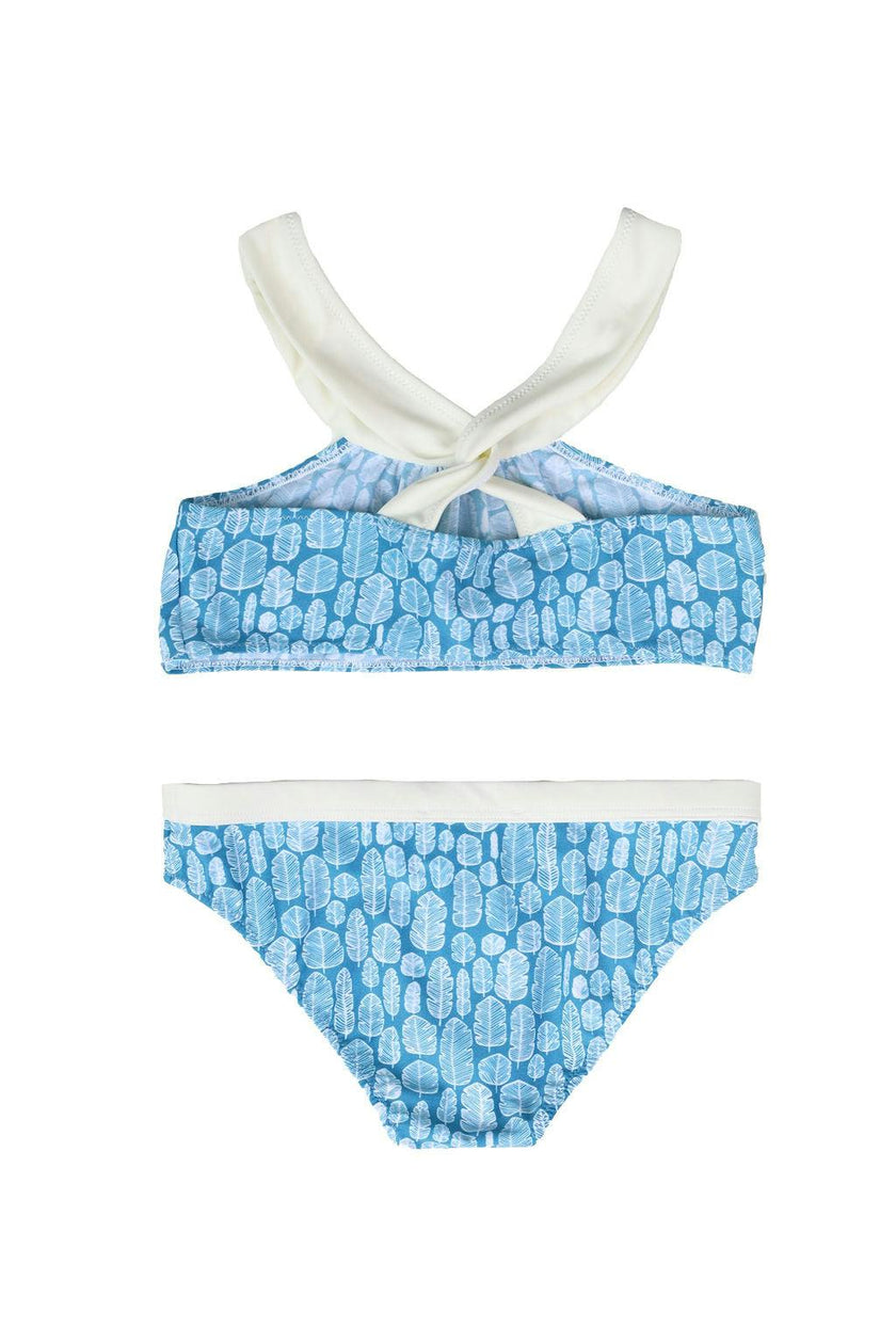 Luna Bikini Banana Leaves Print Sky Blue
