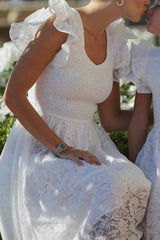 Hattie Dress in White Lace