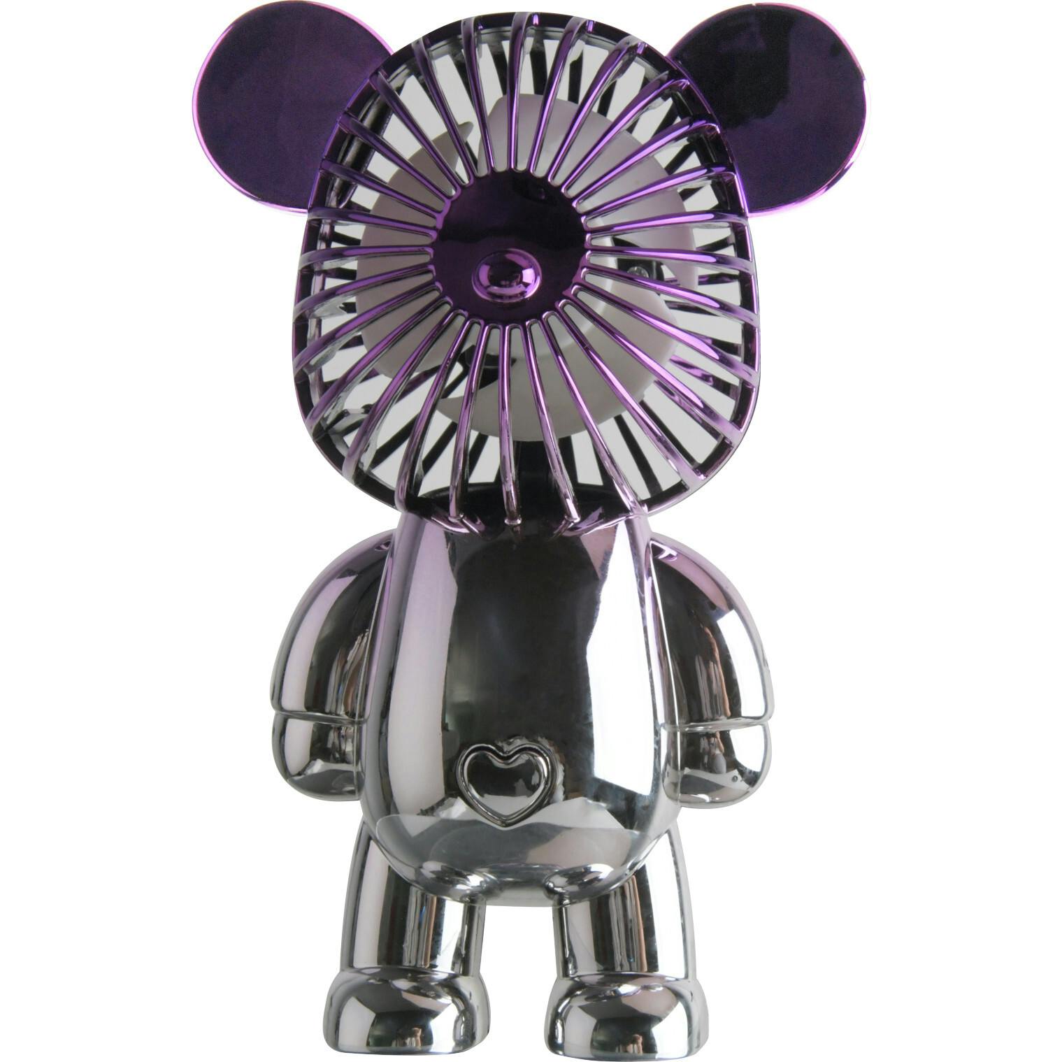 Portable Rechargable Fan w 3 Speeds Silver