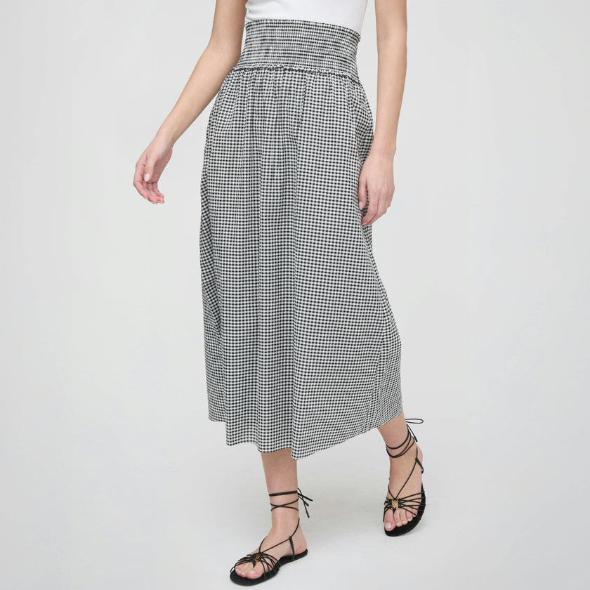 The Delphine Nap Skirt - Black/Sand Gingham