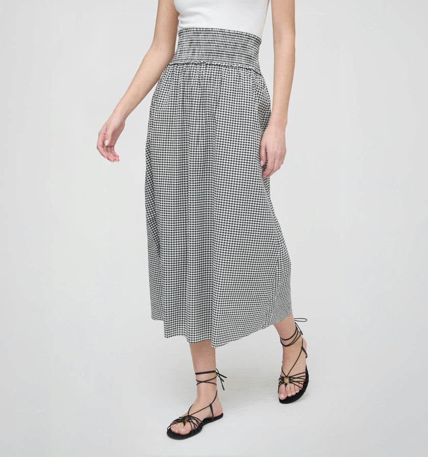 The Delphine Nap Skirt - Black/Sand Gingham