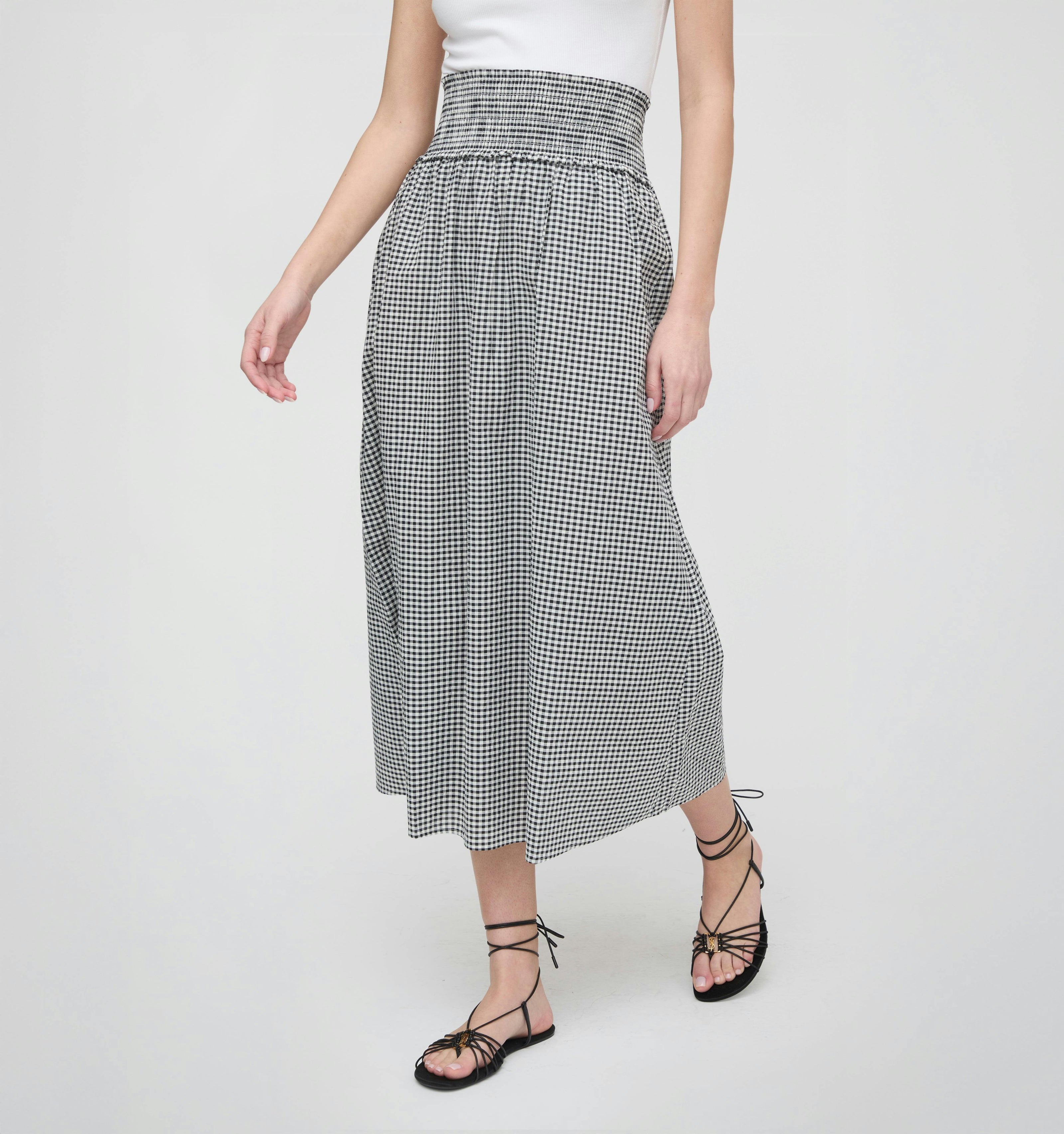 The Delphine Nap Skirt - Black/Sand Gingham
