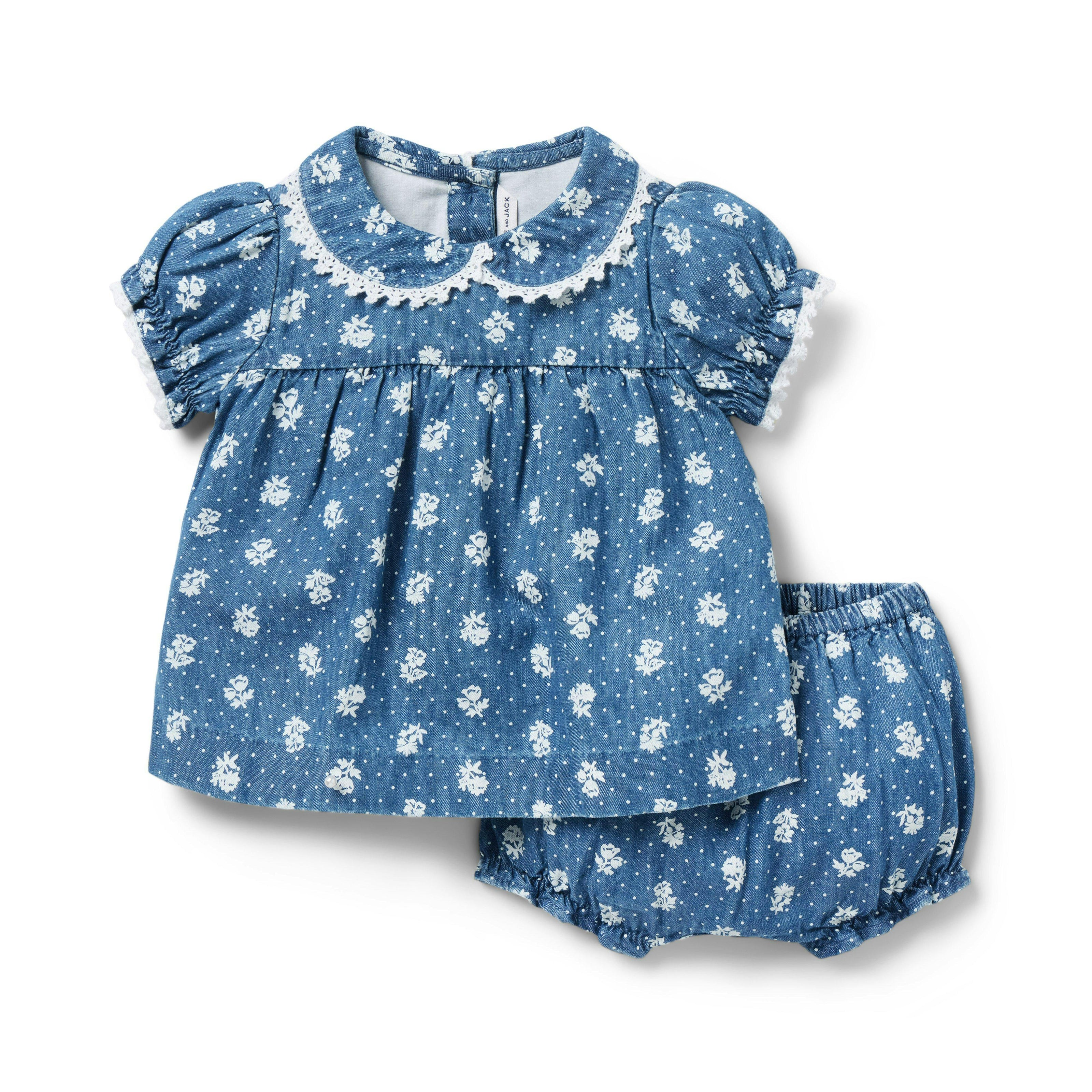 Baby Floral Chambray Matching Set, blue