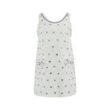 White Crystal Heart Denim Bow Dress