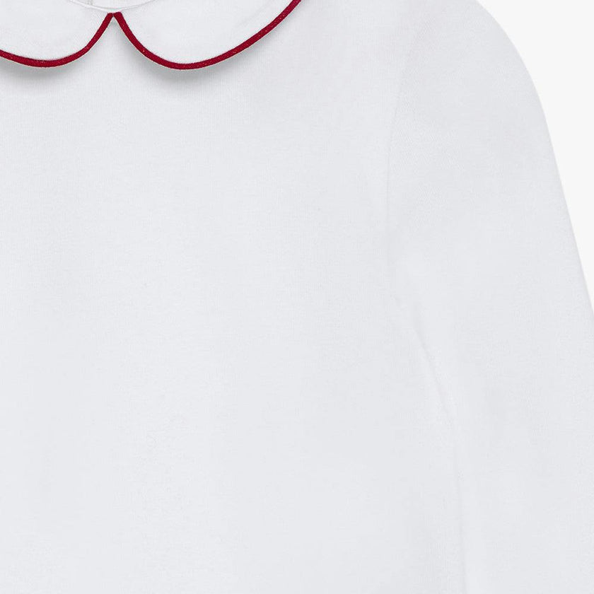 Baby Long-Sleeved Milo Bodysuit in White/Red