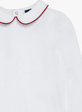 Baby Long-Sleeved Milo Bodysuit in White/Red