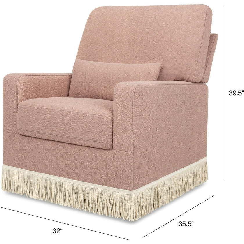 Crawford Boucle With Tassel Fringe Pillowback Comfort Swivel Glider