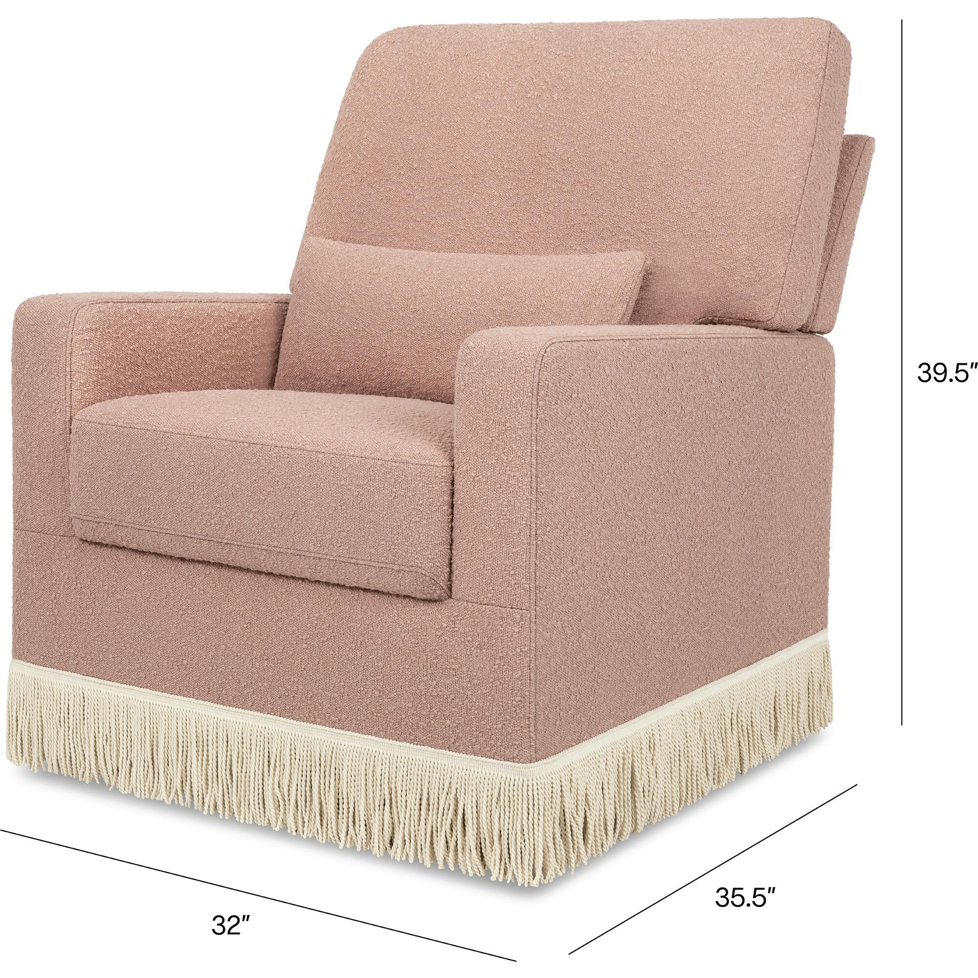 Crawford Boucle With Tassel Fringe Pillowback Comfort Swivel Glider