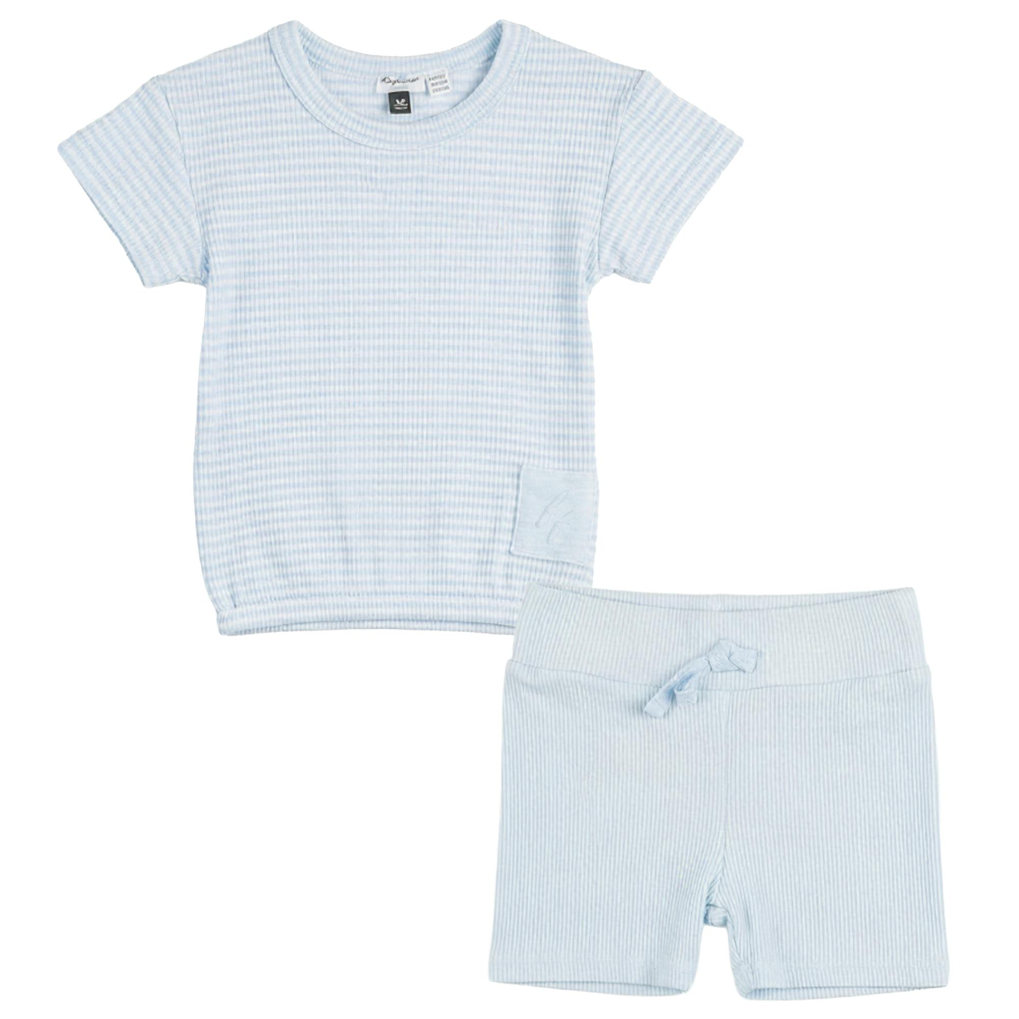 Stripe Rib Short Two Piece Set