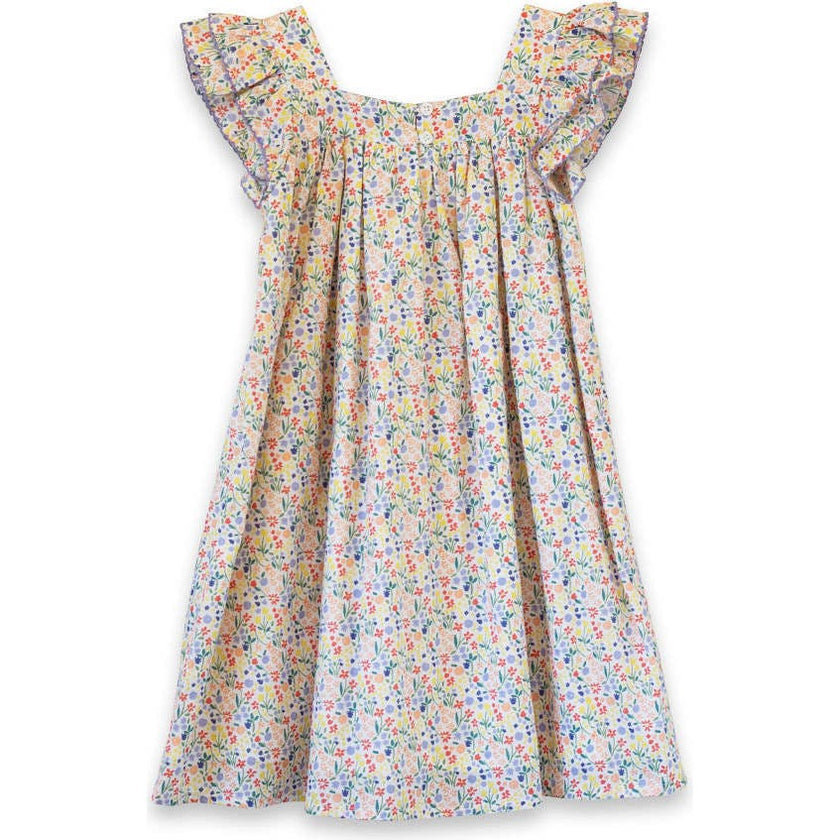 Girls Everly Square Neck Dress | Yellow Petal Confetti