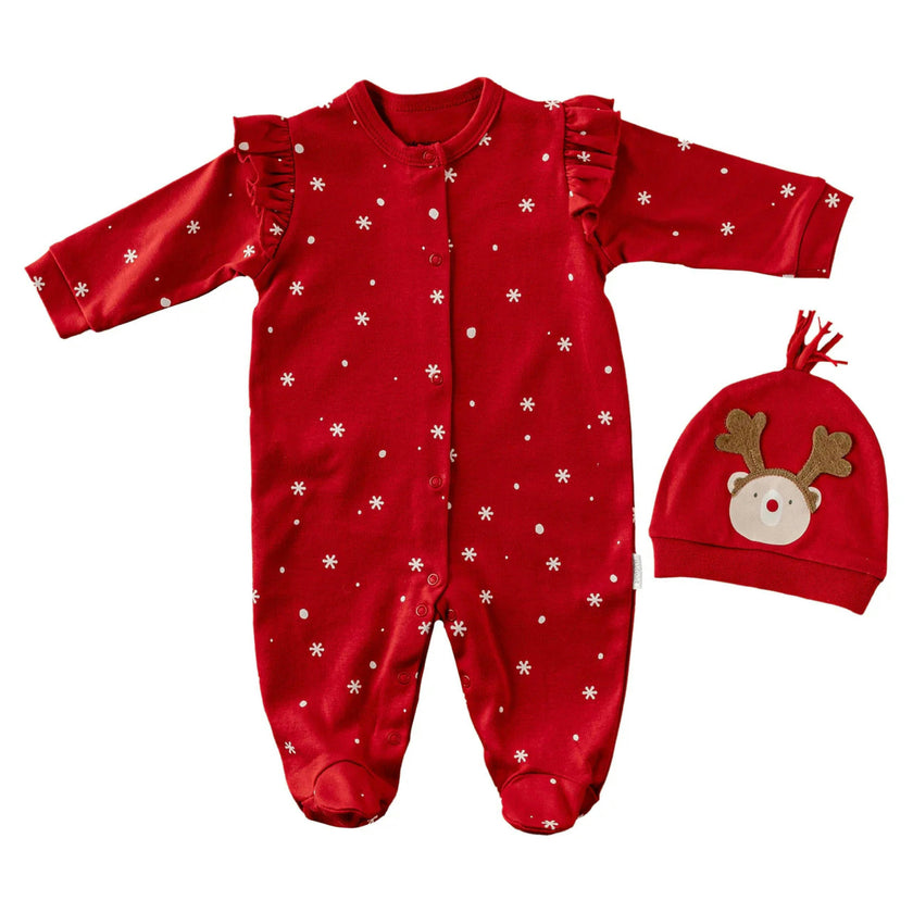Red Holiday Ruffle Babygrow & Hat