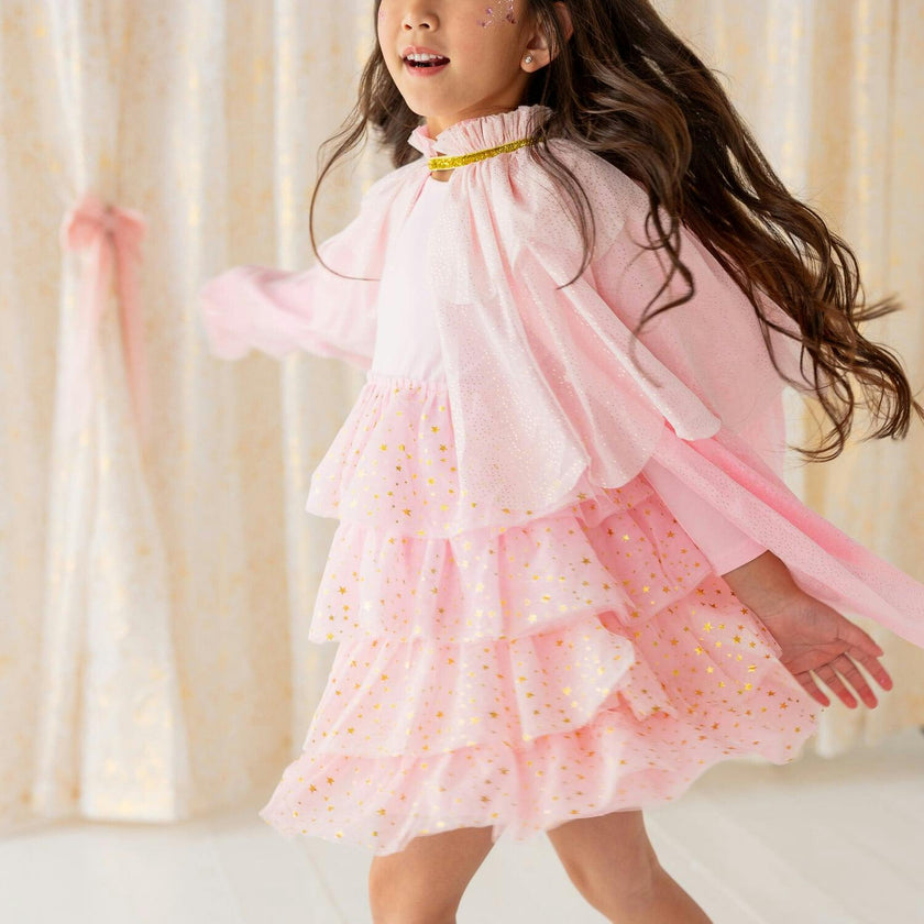 Pink Princess Tiered Long Sleeve Tutu Dress