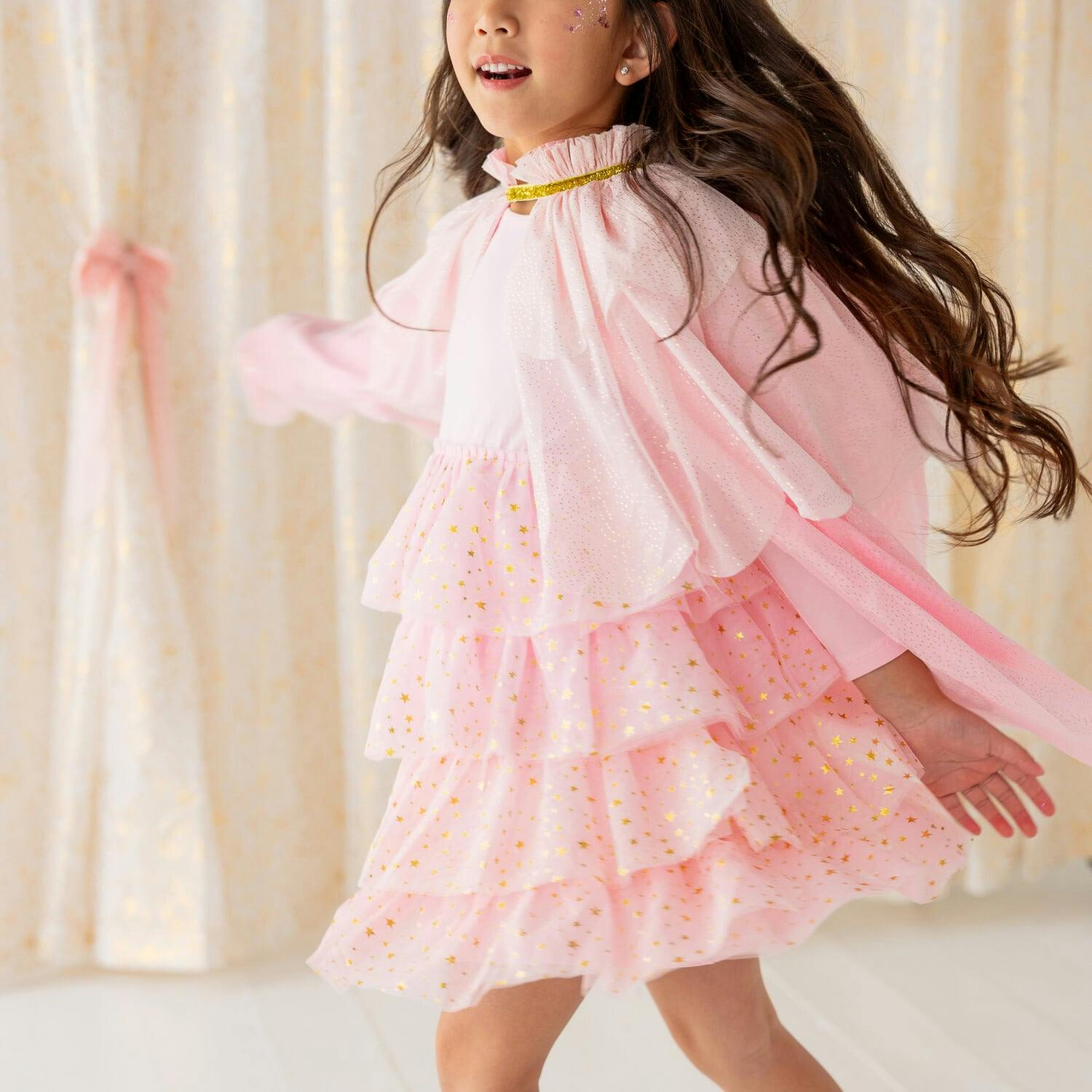 Pink Princess Tiered Long Sleeve Tutu Dress
