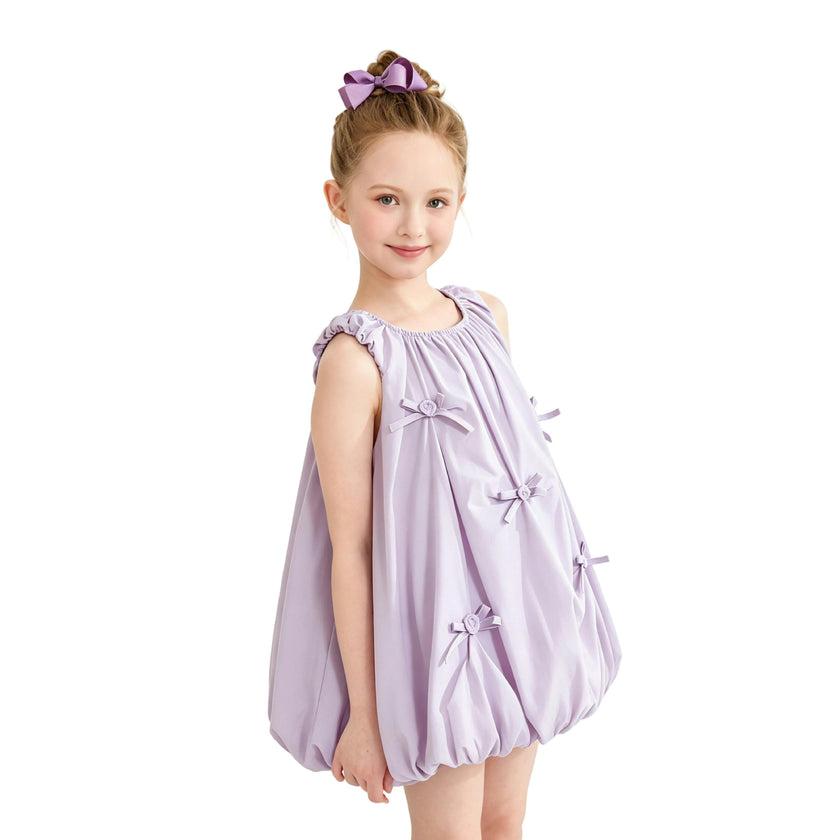 Purple Verona Bow Rosette Balloon Dress