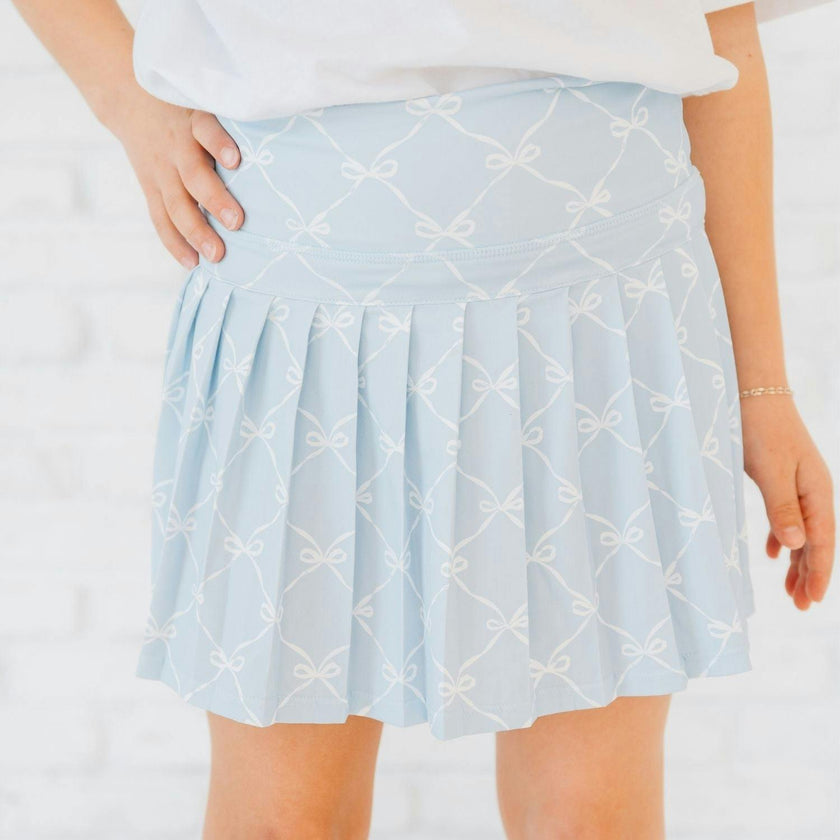 Powder Blue Bow Trellis Athletic Skort