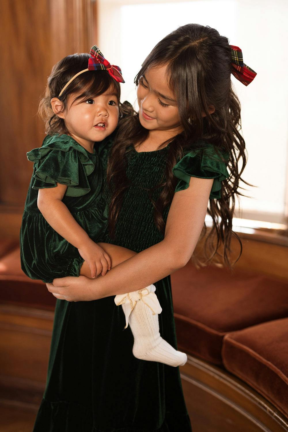 Mini Hattie Dress in Emerald Velvet
