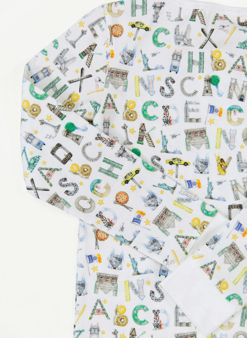 Children's Two Piece Organic Pajamas - NYC Alphabet Soup