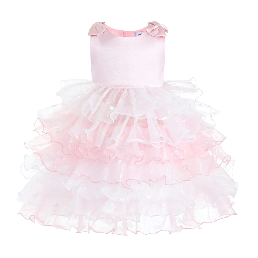 Light Pink Sirin Ruffled Tulle Dress