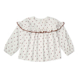 Organic Ruffle Cotton Blouse - Forest Scatter
