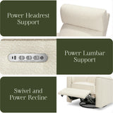 Willa Pro Power Glider Recliner w/ Power Lumbar in Performance Ivory Boucle