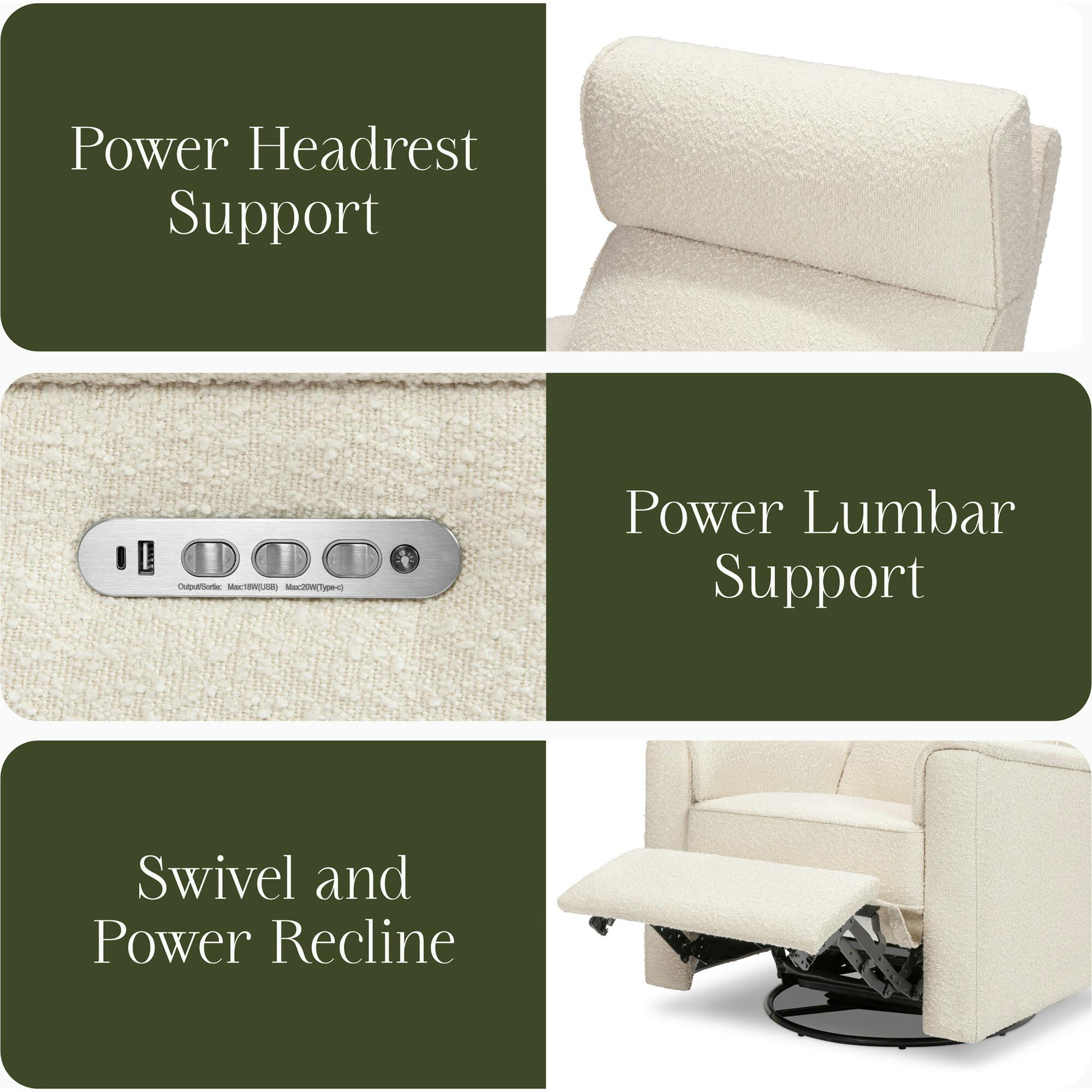 Willa Pro Power Glider Recliner w/ Power Lumbar in Performance Ivory Boucle