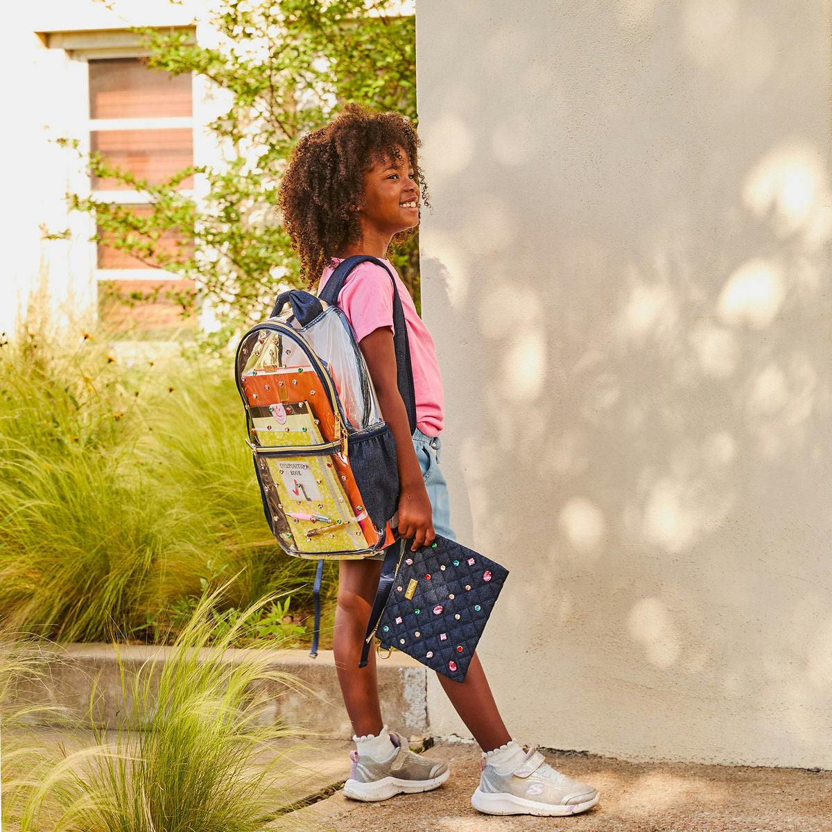 Denim and Gems Clear Backpack