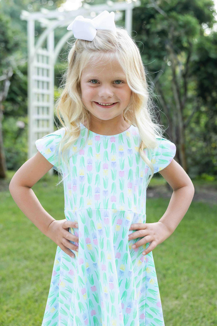 Printed Knit Tulip Twirl Dress