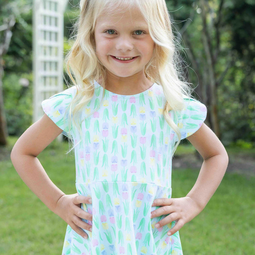 Printed Knit Tulip Twirl Dress
