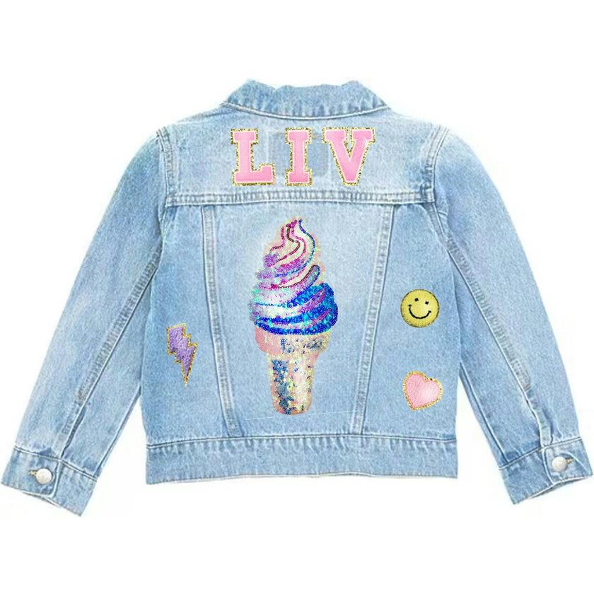 Custom Ice Cream Denim Jacket, Blue