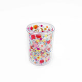 Celebrate Every Day Confetti Pen Cup Organizer - Double Wall Clear Acrylic Desk Organizer with Trapped Multicolor Confetti for Home and Office