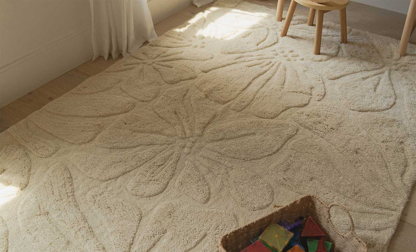 Floral Field Washable Wool Area Rug
