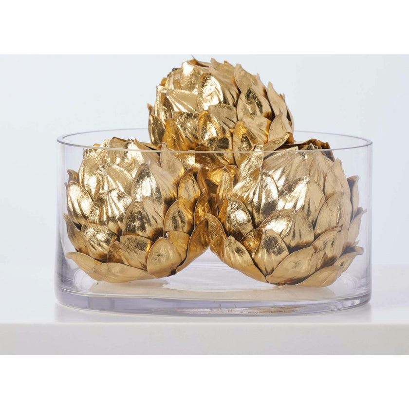 Metallic Gold Artichoke Décor Holiday Glam Bowl Filler Set of 3