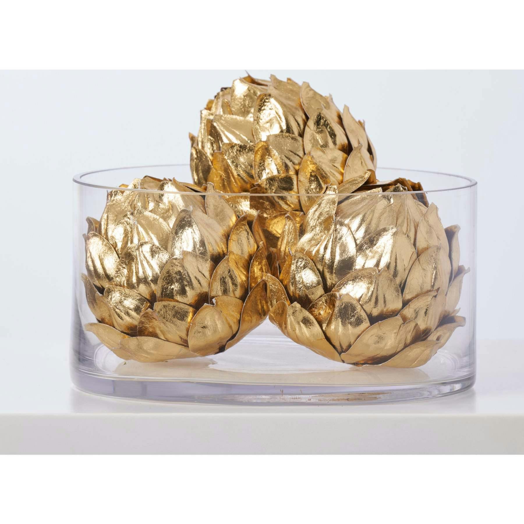 Metallic Gold Artichoke Décor Holiday Glam Bowl Filler Set of 3
