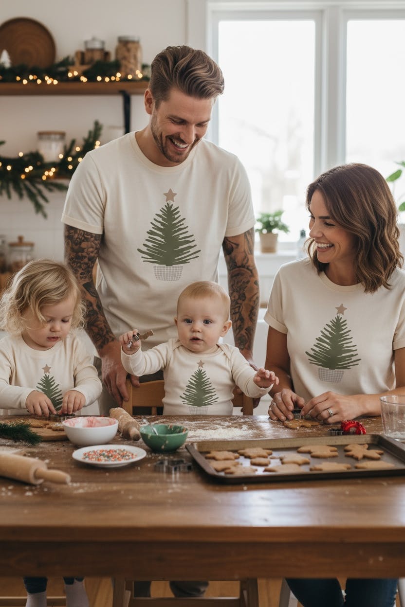 Holiday Tree Organic Baby Bodysuit Long Sleeve