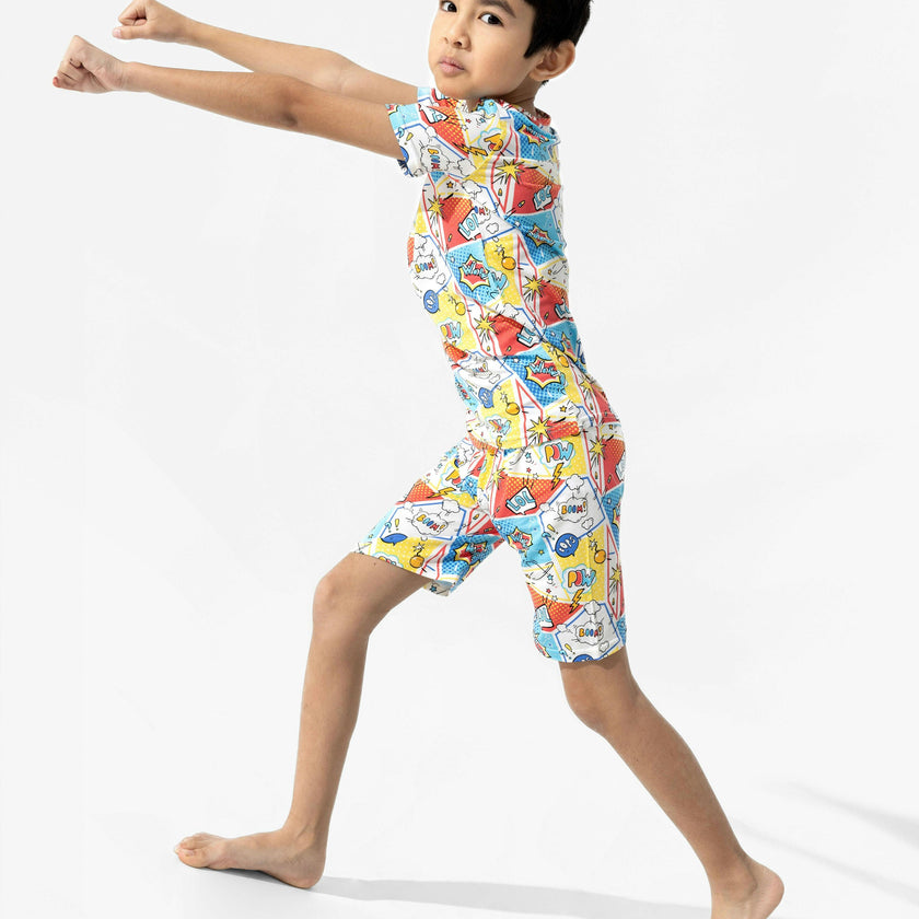 Comic Hero Bamboo Kids Pajama Short Set