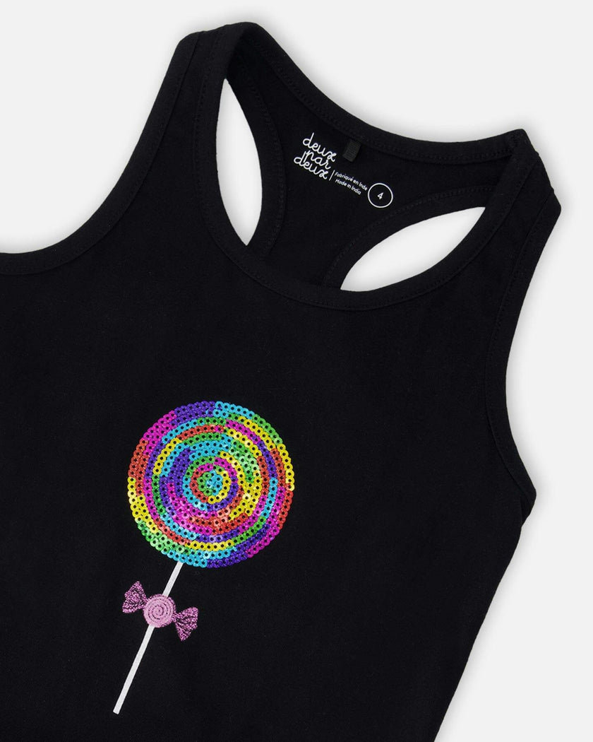 Organic Cotton Jersey Tank Top Black