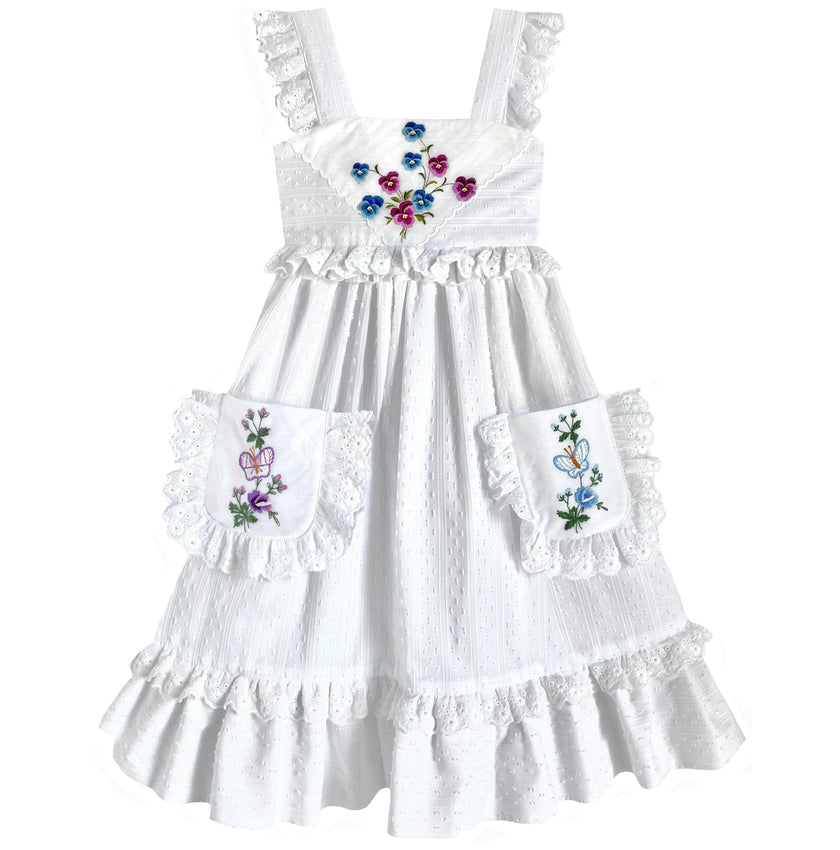 8y Heirloom Handkerchief Dress - Blue & Purple Butterflies