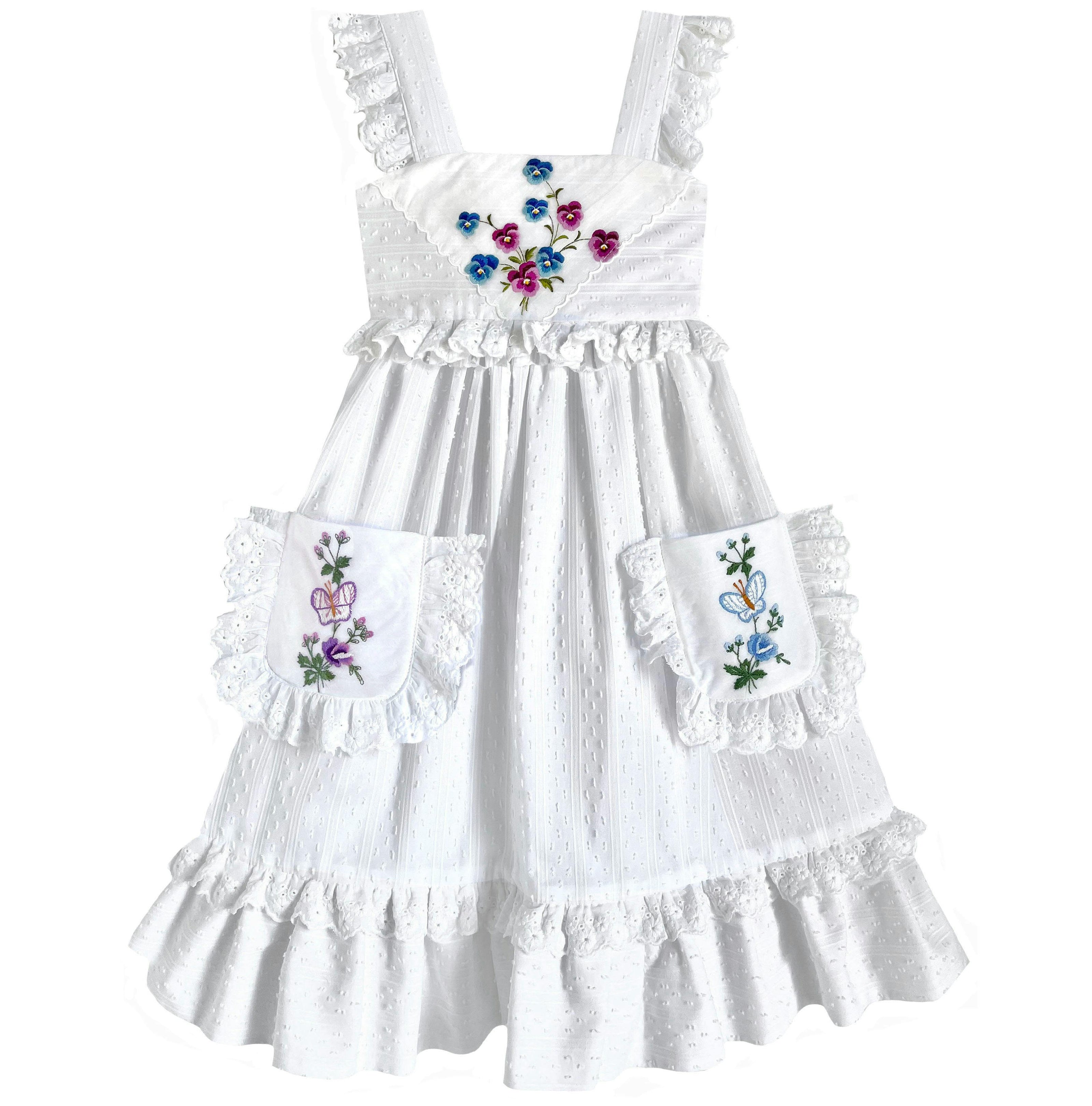 8y Heirloom Handkerchief Dress - Blue & Purple Butterflies