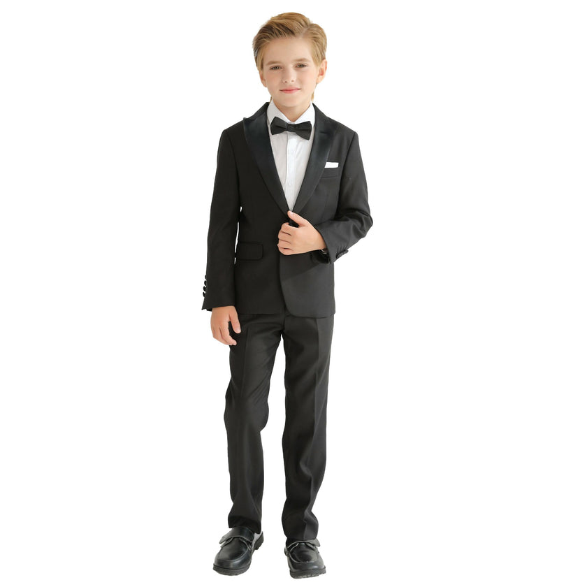 Black Peak Lapel Trim Wool Suit