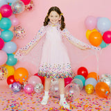 Pink Confetti Short Sleeve Tutu Dress