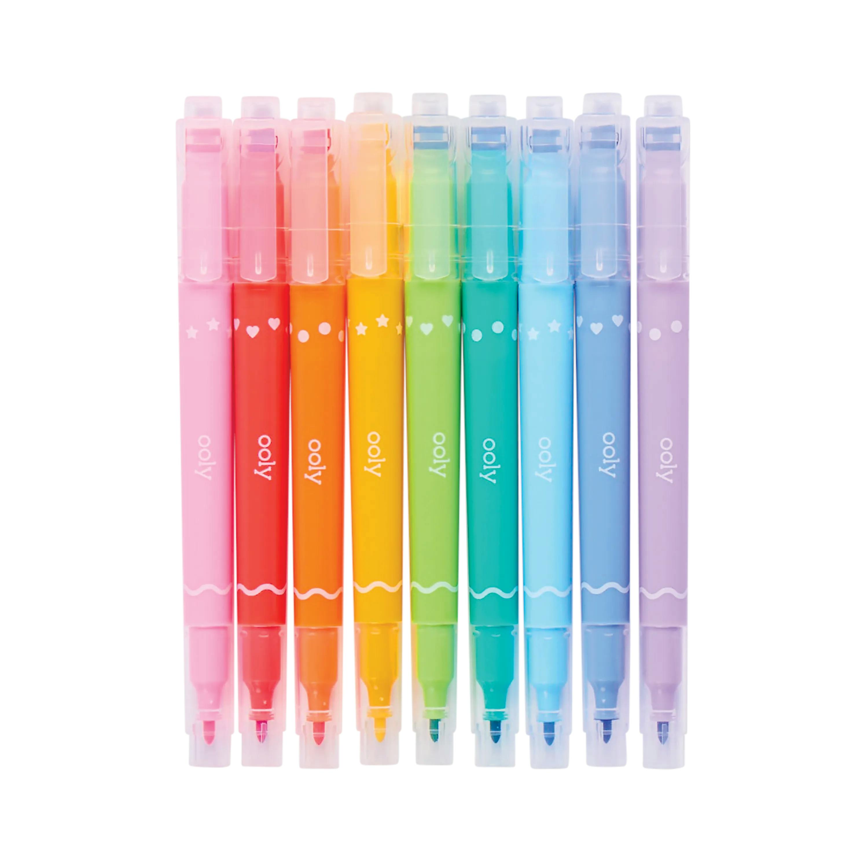 Confetti Stamp Double-Ended Markers - Stamp & Fine Tip - Set of 9