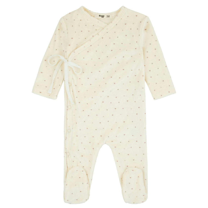 Velour Dot Pattern Wrap Footie