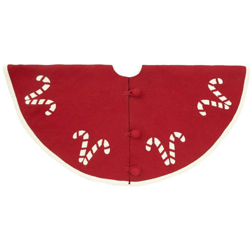 Handmade Candy Canes Red Felt Christmas Tree Skirt Felt 60"