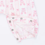 Ballet Shoes Ribbon Stripe - Ruffle Sleeve Snap Romper