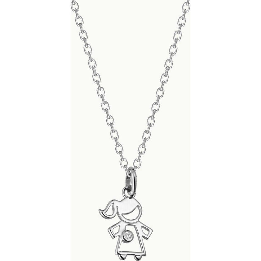 Children's Mini Crystal Girl Necklace, Sterling Silver